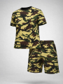 Kadın Kamuflaj Desenli Tişört Şort Takım – Günlük Rahat Kesim Yazlık 2’li Kombin - Kamuflaj