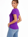 Kadın T-Shirt V Yaka Slim Fit Likralı Tişört Günlük Basic Body - Mor