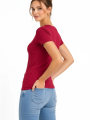 Kadın T-Shirt V Yaka Slim Fit Likralı Tişört Günlük Basic Body - Bordo