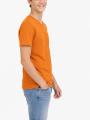 Genç Erkek Çocuk V Yaka Tişört Yazlık Model Günlük Basic Body - Turuncu