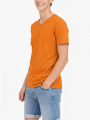 Genç Erkek Çocuk V Yaka Tişört Yazlık Model Günlük Basic Body - Turuncu