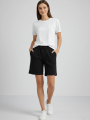 Kadın Dokuma otoban Şort Beli Lastikli Bağcıklı, Cepli, Rahat Kesim Günlük Yazlık Şort - Siyah