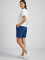 Kadın Dokuma otoban Şort Beli Lastikli Bağcıklı, Cepli, Rahat Kesim Günlük Yazlık Şort - İndigo