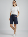 Kadın Dokuma otoban Şort Beli Lastikli Bağcıklı, Cepli, Rahat Kesim Günlük Yazlık Şort - Lacivert