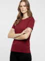 Kadın T-Shirt Bisiklet Yaka Slim Fit Likralı Tişört Günlük Basic Body - Bordo