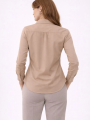 Kadın Uzun Kollu Gömlek Düğmeli Klasik Yaka Günlük ve Ofis Şıklığına uygun - Bej