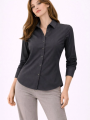 Kadın Uzun Kollu Gömlek Düğmeli Klasik Yaka Günlük ve Ofis Şıklığına uygun - Füme