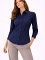 Kadın Uzun Kollu Gömlek Düğmeli Klasik Yaka Günlük ve Ofis Şıklığına uygun - Lacivert