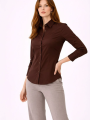 Kadın Uzun Kollu Gömlek Düğmeli Klasik Yaka Günlük ve Ofis Şıklığına uygun - Kahverengi