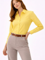 Kadın Uzun Kollu Gömlek Düğmeli Klasik Yaka Günlük ve Ofis Şıklığına uygun - Sarı