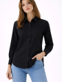 Kadın Uzun Kollu Gömlek Düğmeli Klasik Yaka Günlük ve Ofis Şıklığına uygun - Siyah