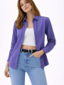 Kadın Uzun Kollu Gömlek Düğmeli Klasik Yaka Günlük ve Ofis Şıklığına uygun - Mor