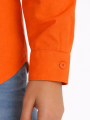 Kadın Uzun Kollu Gömlek Düğmeli Klasik Yaka Günlük ve Ofis Şıklığına uygun - Turuncu