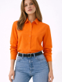 Kadın Uzun Kollu Gömlek Düğmeli Klasik Yaka Günlük ve Ofis Şıklığına uygun - Turuncu