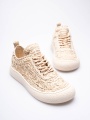 Kadın Bej Örgü Detaylı Günlük Sneaker Rahat ve Hafif Spor Ayakkabı TR01MY01C