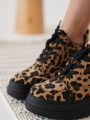 Nerual Kadın Gizli Topuk Siyah Taban Leopar Spor Ayakkabı