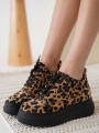 Nerual Kadın Gizli Topuk Siyah Taban Leopar Spor Ayakkabı
