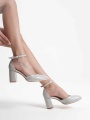 Asereht Gri Rugan Kadın Topuklu Ayakkabı