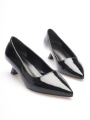 Kadın Siyah Rugan Kısa Topuklu Stiletto Ayakkabı TR20MS03E