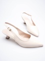 Kadın Bej Sivri Burun Slingback Kısa Topuklu Ayakkabı TR20MS04B