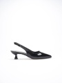 Kadın Siyah Rugan Sivri Burun Slingback Kısa Topuklu Ayakkabı TR20MS04E
