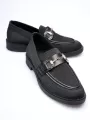 Siyah Kadın Loafer Metal Tokalı Rahat Günlük Ayakkabı TR30MS02A