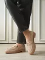 Bej Kadın Loafer Metal Tokalı Rahat Günlük Ayakkabı TR30MS02B