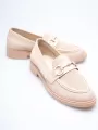 Bej Kadın Loafer Metal Tokalı Rahat Günlük Ayakkabı TR30MS02B