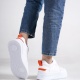 ALESSİ Bağcıklı Ortopedik Taban Kadın Sneaker Ayakkabı BT Beyaz/Turuncu