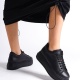 BİANA Bağcıklı Ortopedik Taban Kadın Sneaker Ayakkabı ST Siyah