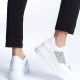 MIPA Bağcıklı Ortopedik Taban Simli Kadın Sneaker Ayakkabı BT Beyaz