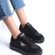 PRAG Bağcıklı Ortopedik Taban Desenli Kadın Sneaker Ayakkabı ST Siyah