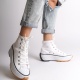 ROMA Bağcıklı Ortopedik Taban Kadın Sneaker Ayakkabı BT Beyaz