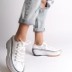 PARIS Bağcıklı Ortopedik Taban Kadın Sneaker Ayakkabı BT Beyaz