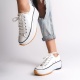 PARIS Bağcıklı Ortopedik Taban Kadın Sneaker Ayakkabı BT Beyaz