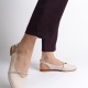 ALLISON Tokalı Ortopedik Rahat Taban Taş Detaylı Kadın Babet Ayakkabı KT Krem