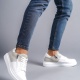 Warrior Bağcıklı ve Fermuarlı Cilt Süet Erkek Günlük Sneaker Ayakkabı BT Beyaz/Gri