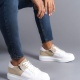 Warrior Bağcıklı ve Fermuarlı Cilt Süet Erkek Günlük Sneaker Ayakkabı BT Beyaz/Krem