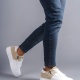 Warrior Bağcıklı ve Fermuarlı Cilt Süet Erkek Günlük Sneaker Ayakkabı BT Beyaz/Krem