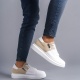 Warrior Bağcıklı ve Fermuarlı Cilt Süet Erkek Günlük Sneaker Ayakkabı BT Beyaz/Krem