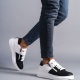 Warrior Bağcıklı ve Fermuarlı Cilt Erkek Günlük Sneaker Ayakkabı BT Beyaz/Siyah