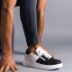 Warrior Bağcıklı ve Fermuarlı Cilt Erkek Günlük Sneaker Ayakkabı BT Beyaz/Siyah