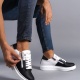 Warrior Bağcıklı ve Fermuarlı Cilt Erkek Günlük Sneaker Ayakkabı BT Beyaz/Siyah