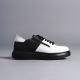 Warrior Bağcıklı ve Fermuarlı Cilt Erkek Günlük Sneaker Ayakkabı ST Siyah/Beyaz