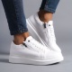 Warrior Bağcıklı ve Fermuarlı Cilt Erkek Günlük Sneaker Ayakkabı BT Beyaz
