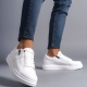 Warrior Bağcıklı ve Fermuarlı Cilt Erkek Günlük Sneaker Ayakkabı BT Beyaz