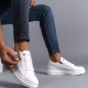 Warrior Bağcıklı ve Fermuarlı Cilt Erkek Günlük Sneaker Ayakkabı BT Beyaz