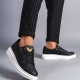 Warrior Bağcıklı ve Fermuarlı Cilt Erkek Günlük Sneaker Ayakkabı BT Siyah
