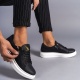 Warrior Bağcıklı ve Fermuarlı Cilt Erkek Günlük Sneaker Ayakkabı BT Siyah