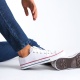 Luke Beyaz Bağcıklı Keten Kumaş Erkek Günlük Sneaker Ayakkabı